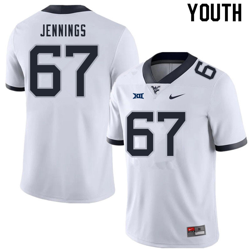 NCAA Youth Chez Jennings West Virginia Mountaineers White #67 Nike Stitched Football College Authentic Jersey ZO23N48WE